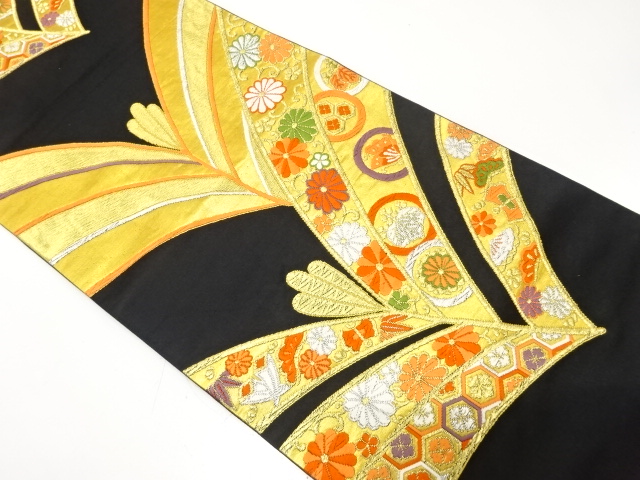 JAPANESE KIMONO / ANTIQUE FUKURO OBI / SILK / WOVEN FLOWER & TREASURES